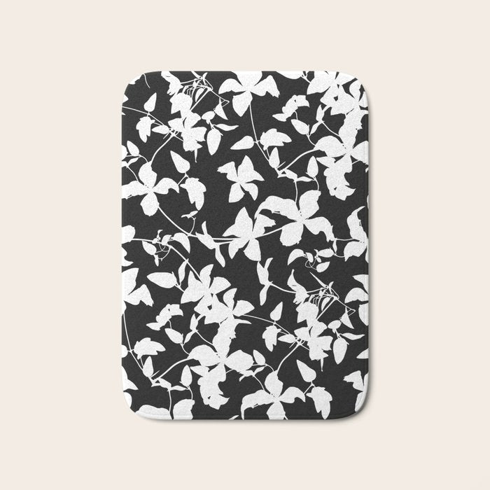 Clematis Contrast  Minimal Floral Silhouettes Bath Mat Gallery Image 1