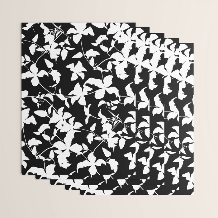 Clematis Contrast  Minimal Floral Silhouettes Wrapping Paper Gallery Image 3