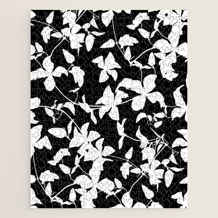 Clematis Contrast  Minimal Floral Silhouettes Jigsaw Puzzle Gallery Image 1