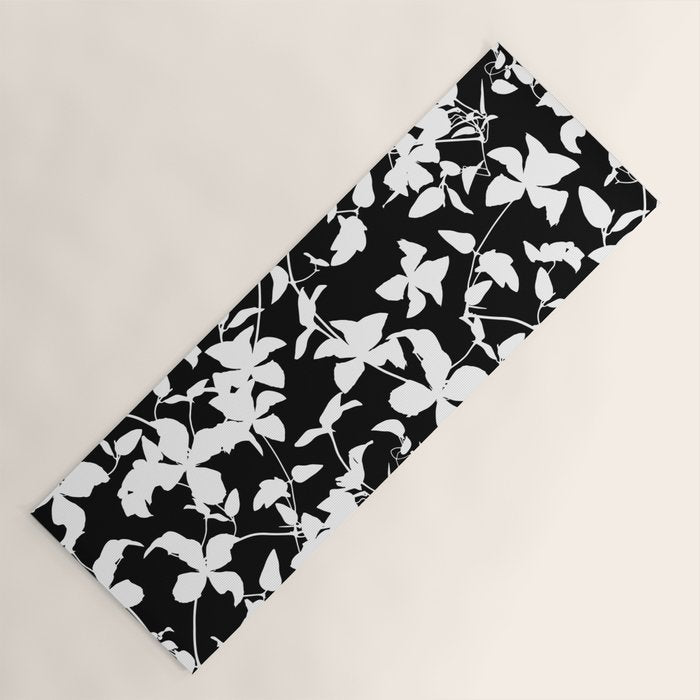 Clematis Contrast  Minimal Floral Silhouettes Yoga Mat Gallery Image 1