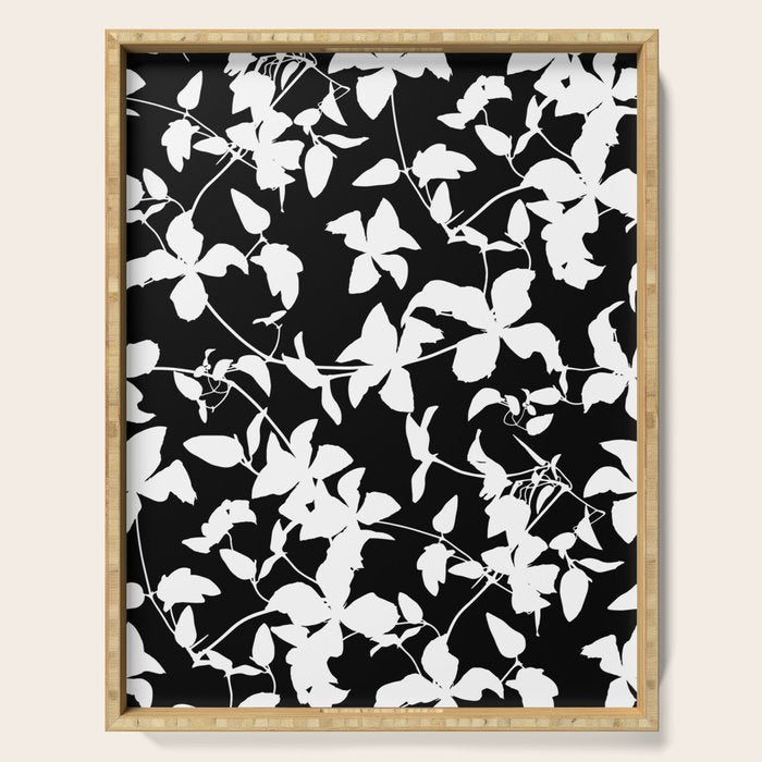 Clematis Contrast  Minimal Floral Silhouettes Serving Tray Gallery Image 1