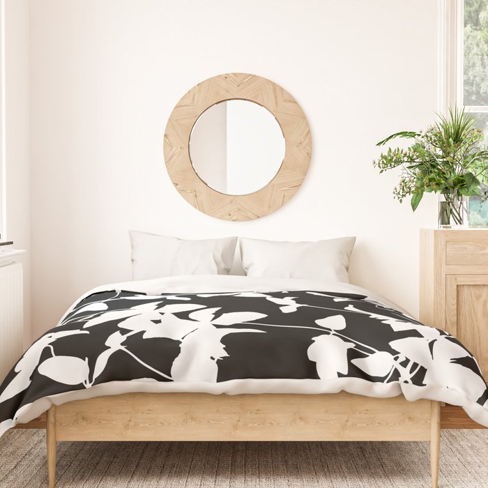 Clematis Contrast  Minimal Floral Silhouettes Duvet Cover Gallery Image 3