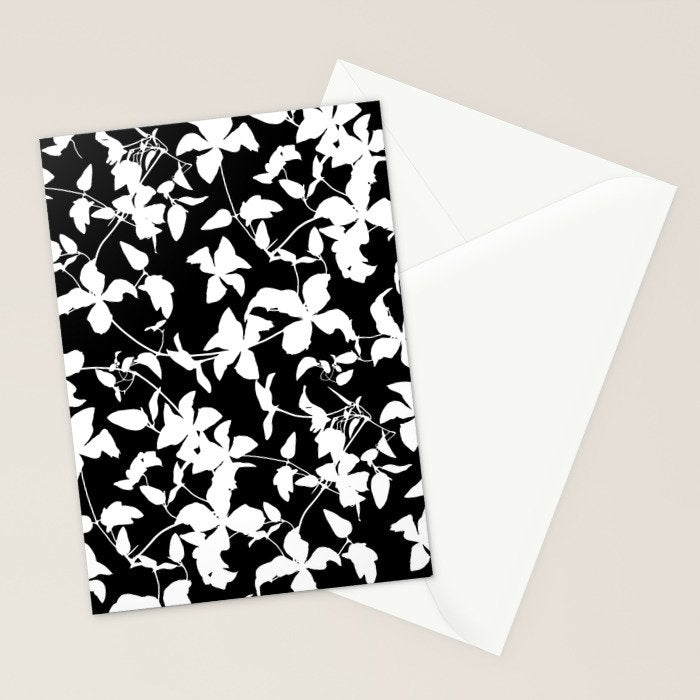 Clematis Contrast  Minimal Floral Silhouettes Stationery Card Gallery Image 2