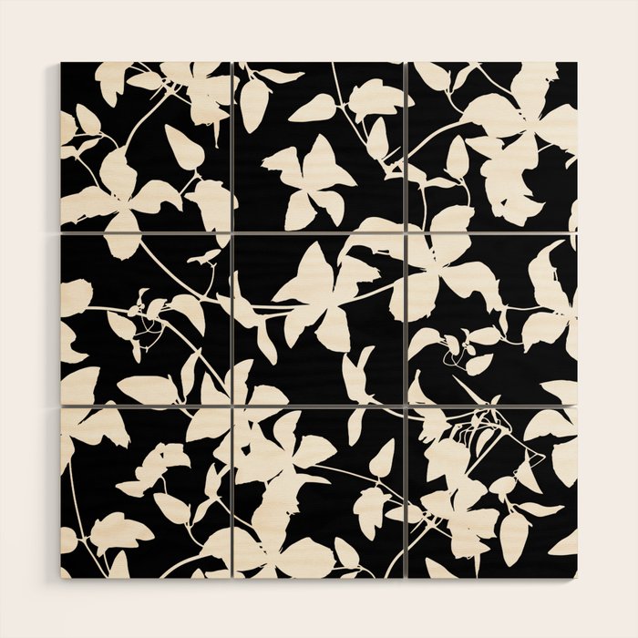 Clematis Contrast  Minimal Floral Silhouettes Wood Wall Art Gallery Image 1