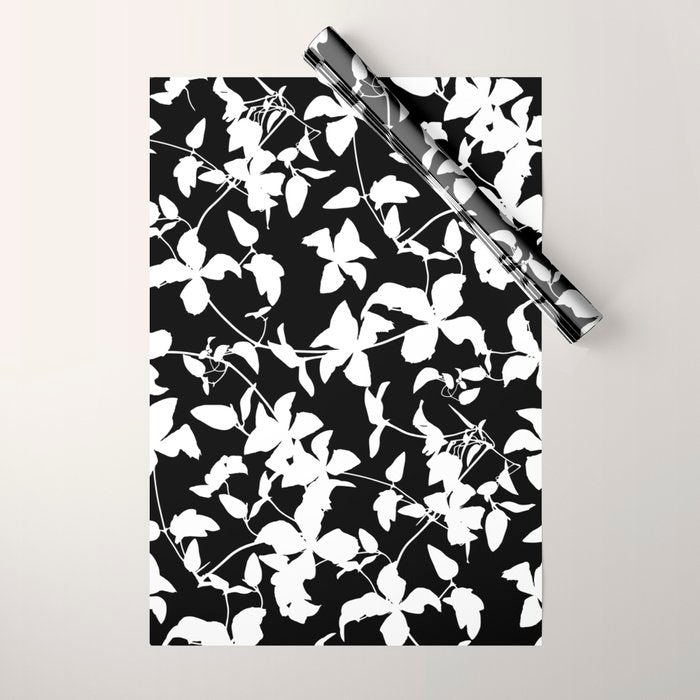 Clematis Contrast  Minimal Floral Silhouettes Wrapping Paper Gallery Image 1