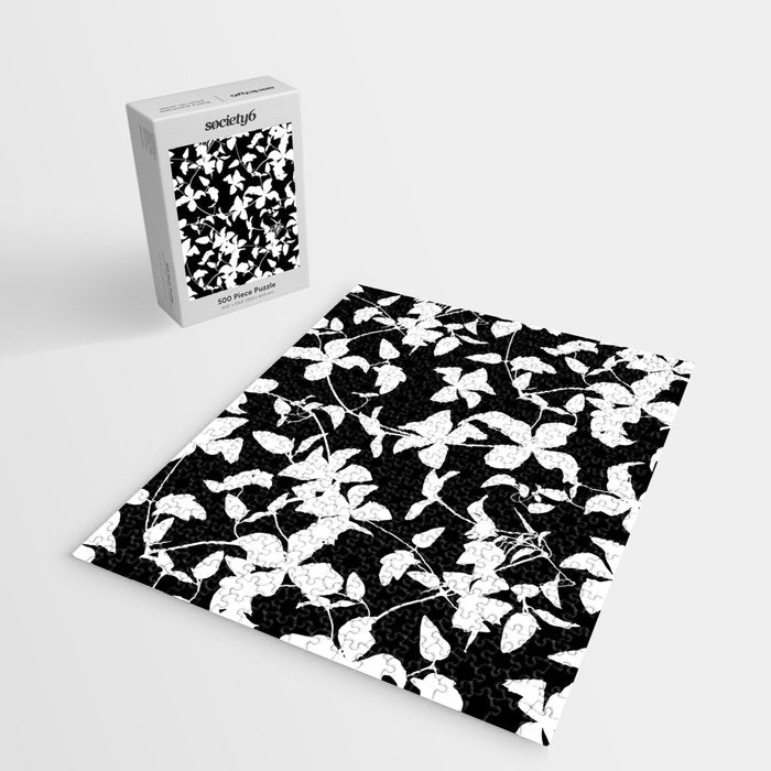 Clematis Contrast  Minimal Floral Silhouettes Jigsaw Puzzle Gallery Image 2