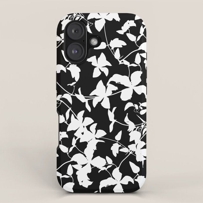 Clematis Contrast  Minimal Floral Silhouettes iPhone Case Gallery Image 1