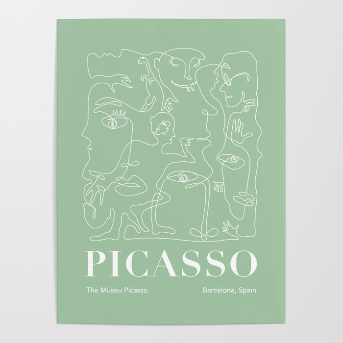 Picasso Green Faces Line Art Poster Gallery Image 4