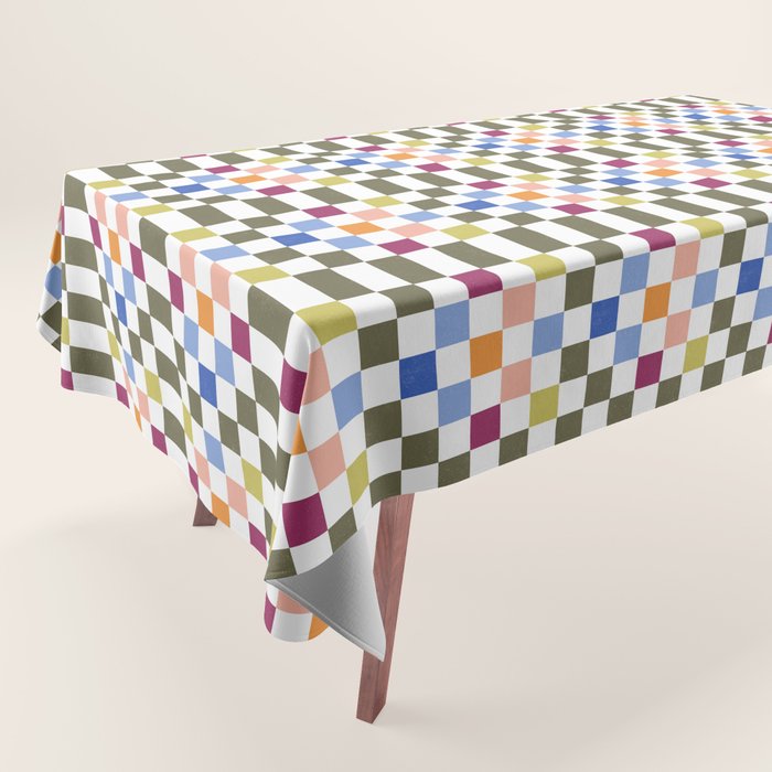 Colorful Mod Checkerboard Tablecloth Gallery Image 1