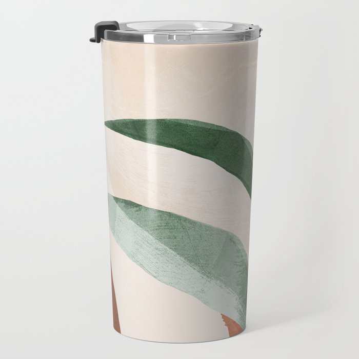 Modern Abstract Art Plant 3 Travel Mug Gallery Image 3