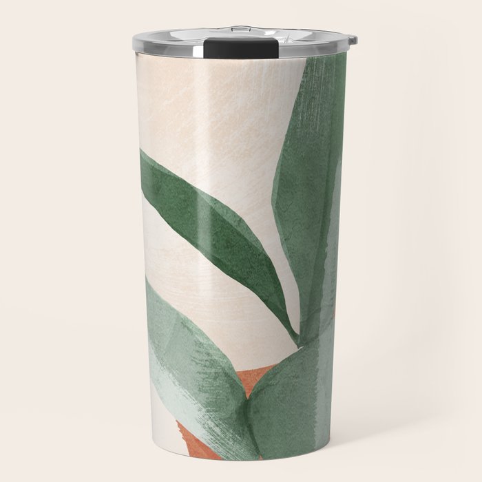 Modern Abstract Art Plant 3 Travel Mug Gallery Image 1