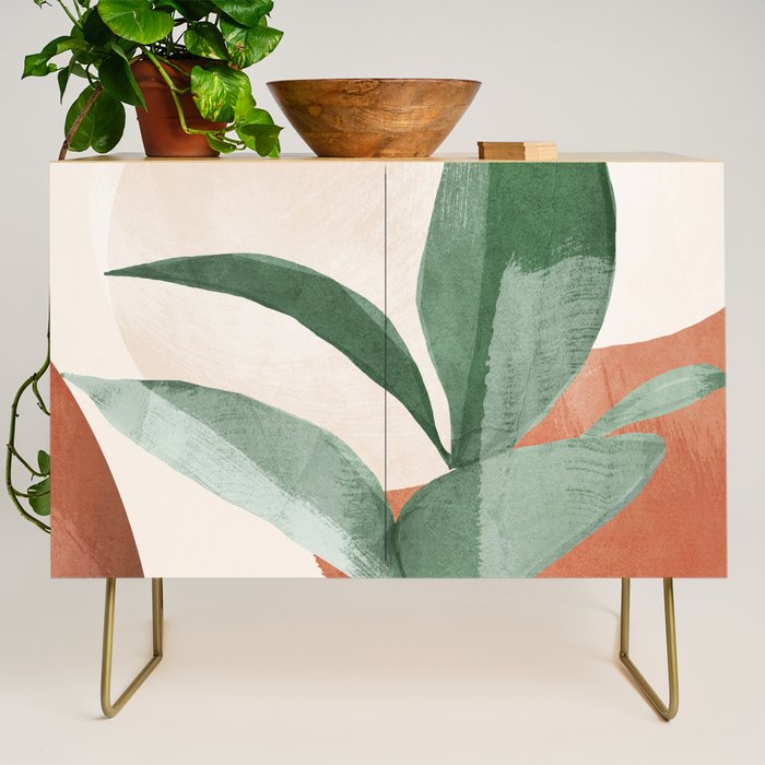 Modern Abstract Art Plant 3 Credenza Gallery Image 1