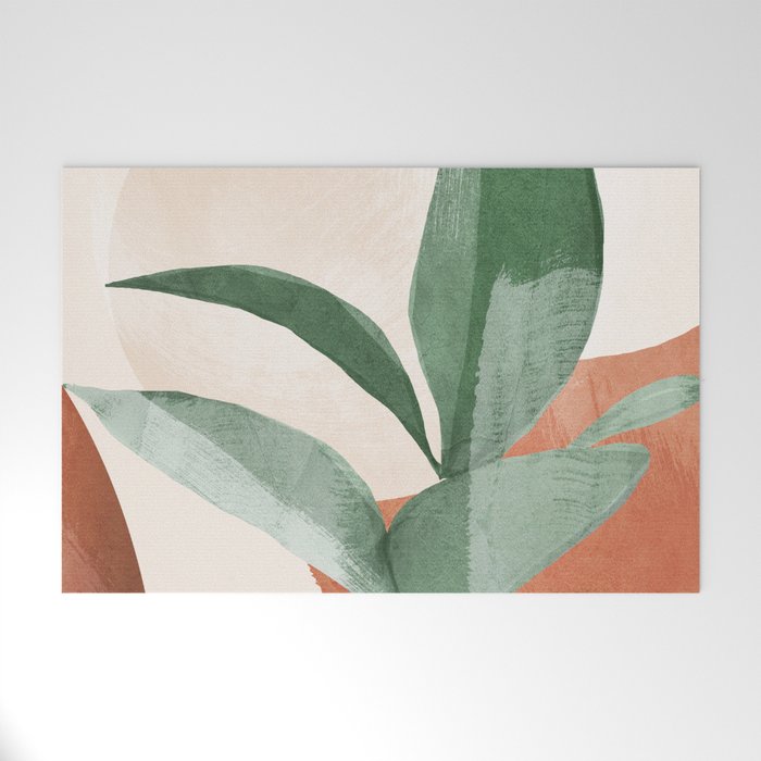 Modern Abstract Art Plant 3 Welcome Mat Gallery Image 1