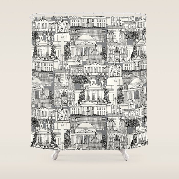 Washington DC toile gray Shower Curtain Gallery Image 1