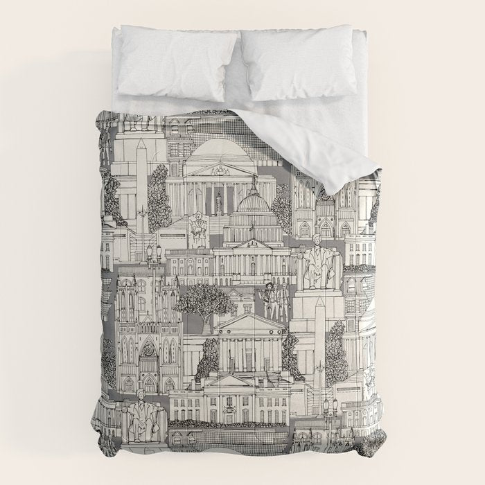 Washington DC toile gray Comforter Gallery Image 1