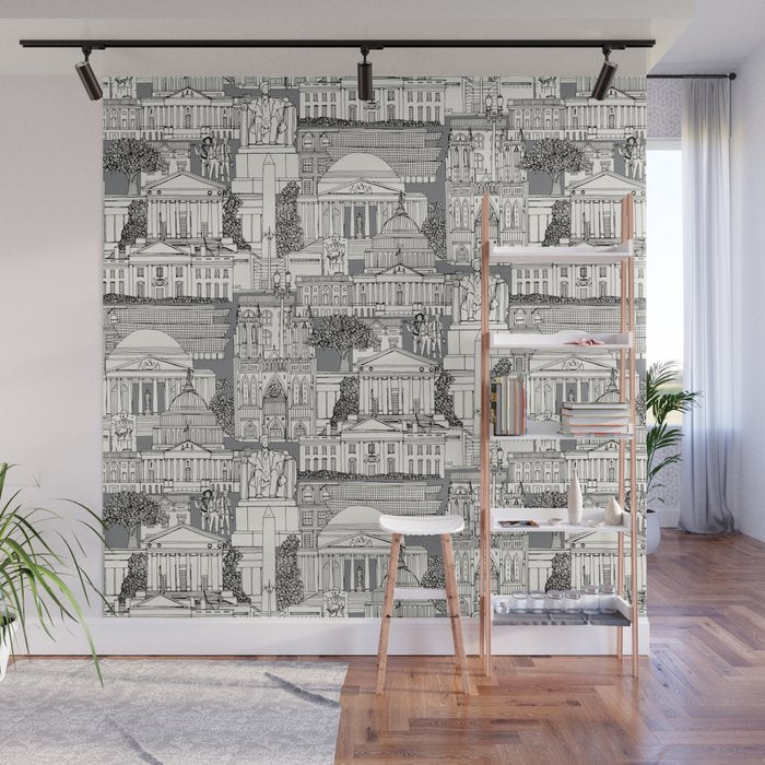 Washington DC toile gray Wall Mural Gallery Image 1