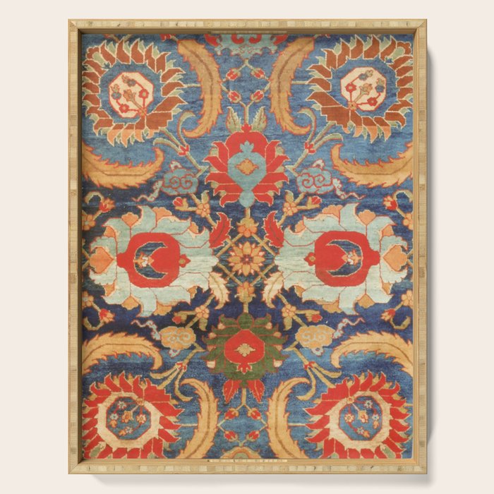 Indian Antique Floral Rug Print Serving Tray Gallery Image 1