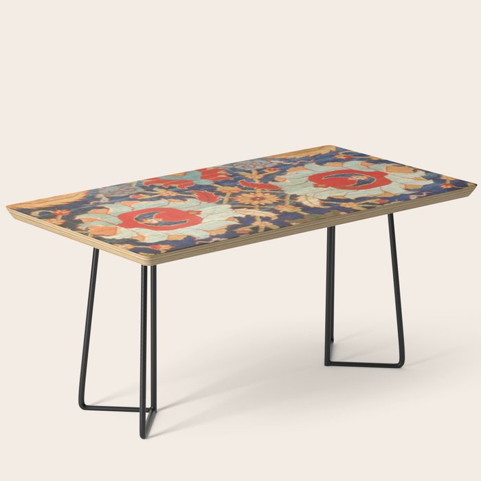 Indian Antique Floral Rug Print Coffee Table Gallery Image 1
