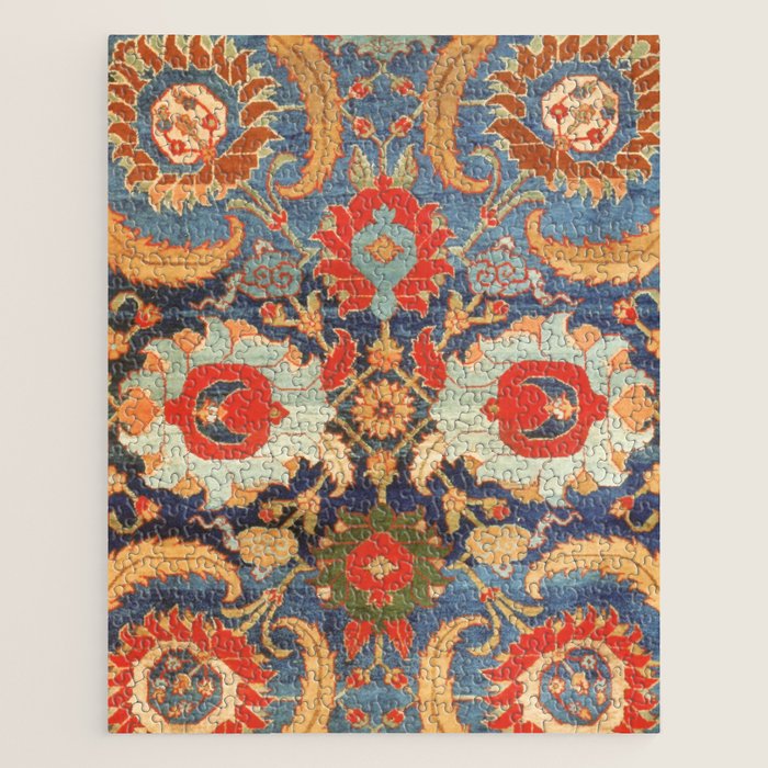 Indian Antique Floral Rug Print Jigsaw Puzzle Gallery Image 1