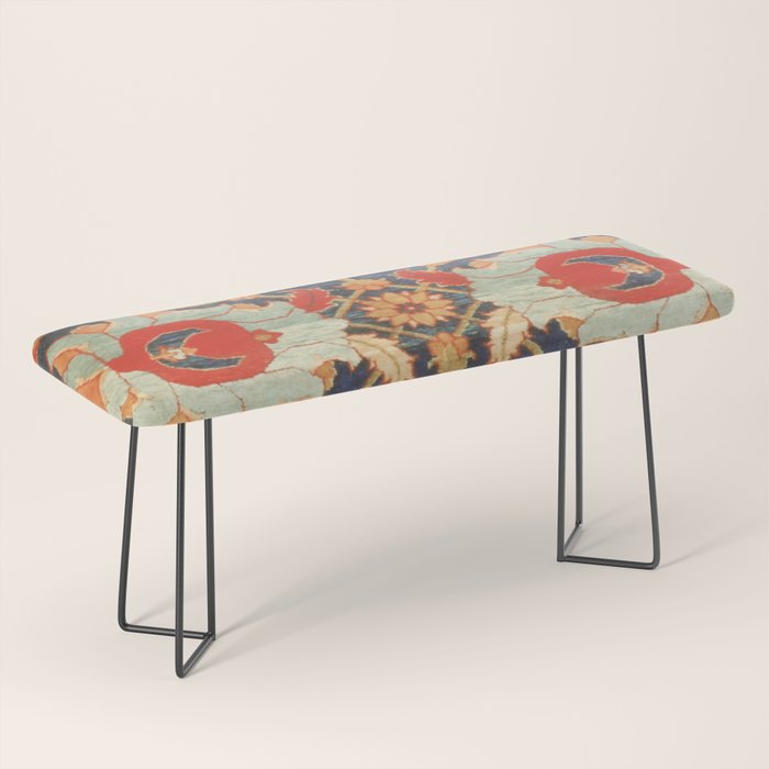 Indian Antique Floral Rug Print Bench Gallery Image 1