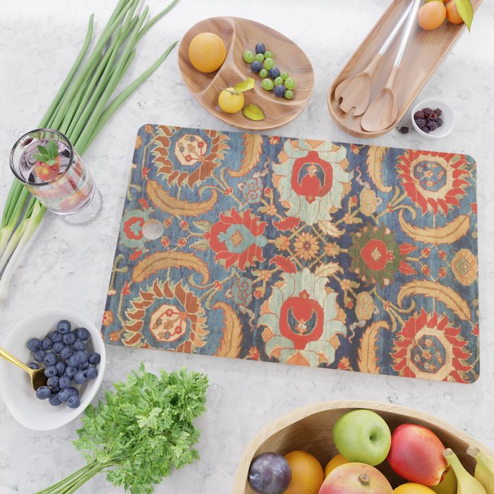 Indian Antique Floral Rug Print Cutting Board Gallery Image 2