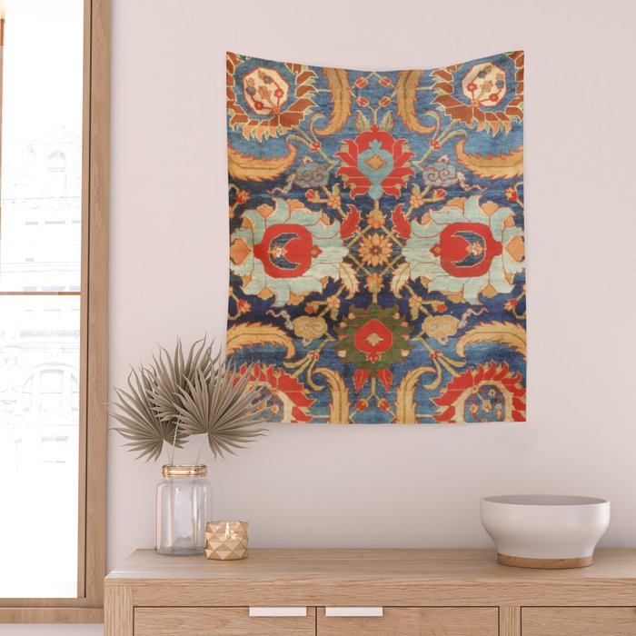 Indian Antique Floral Rug Print Wall Tapestry Gallery Image 2