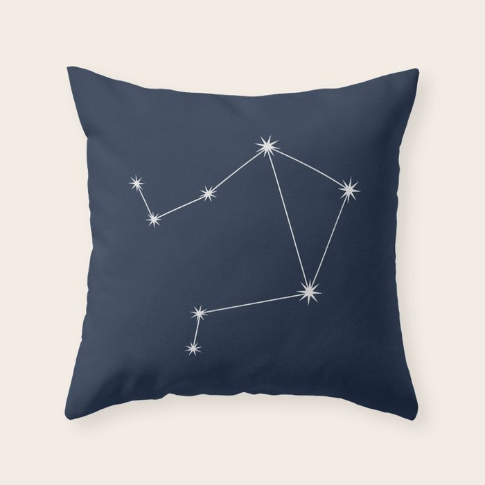 Libra Zodiac Star Constellation Line Art Dark Blue Throw Pillow Gallery Image 6