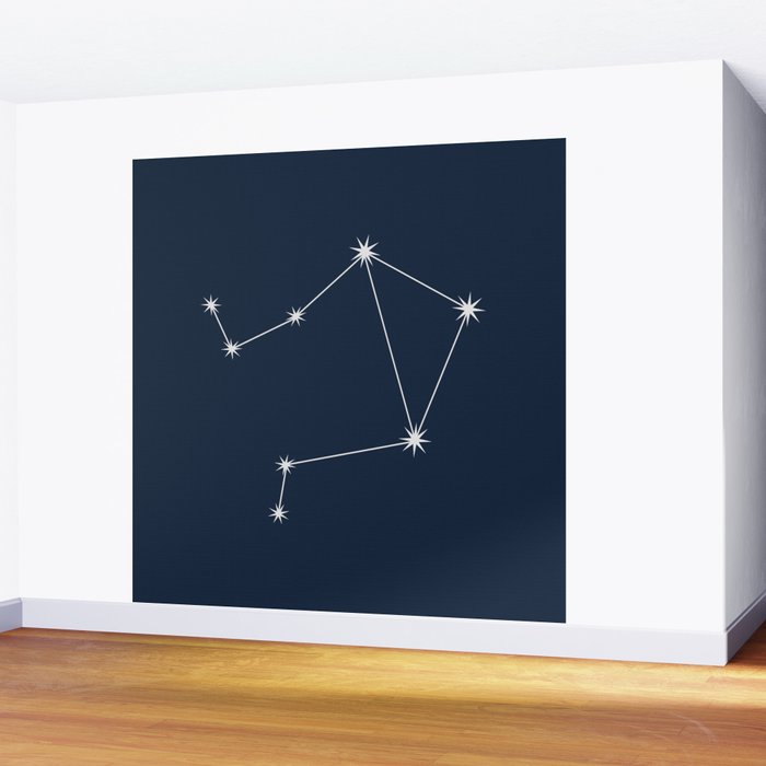 Libra Zodiac Star Constellation Line Art Dark Blue Wall Mural Gallery Image 2