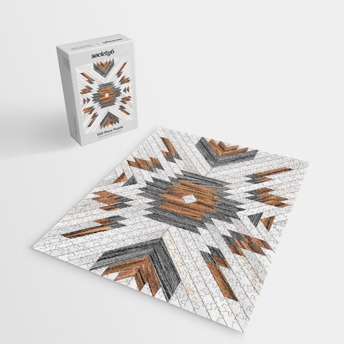 Urban Tribal Pattern No.8 - Aztec - Wood Jigsaw Puzzle Gallery Image 2
