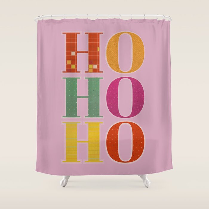 HO HO HO Festive Letters Shower Curtain Gallery Image 1