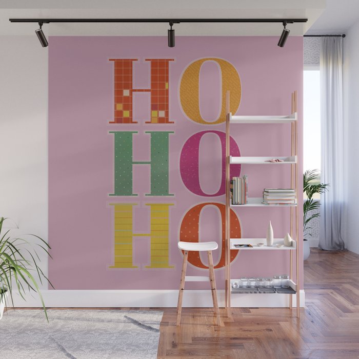 HO HO HO Festive Letters Wall Mural Gallery Image 1