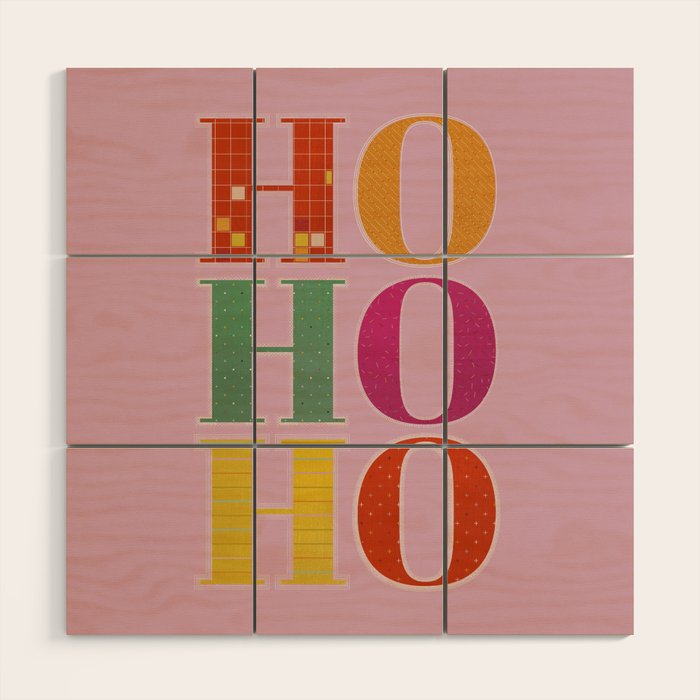 HO HO HO Festive Letters Wood Wall Art Gallery Image 1