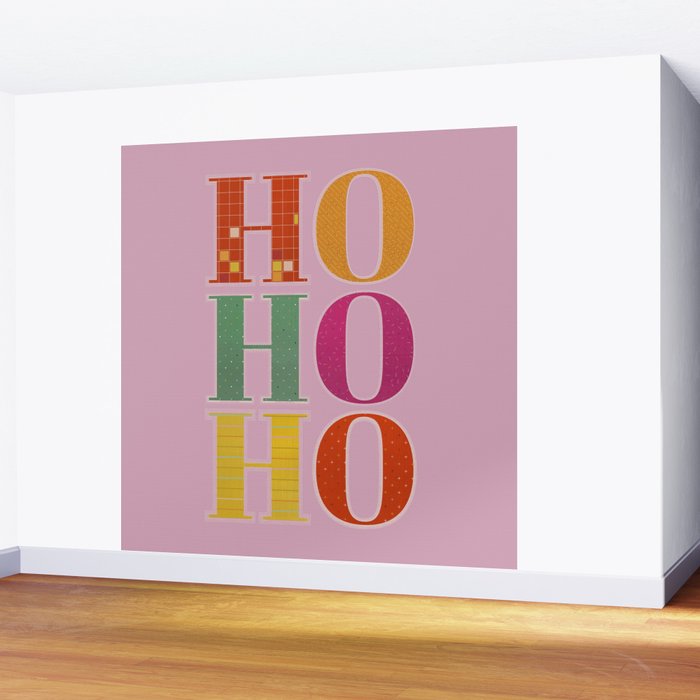 HO HO HO Festive Letters Wall Mural Gallery Image 2