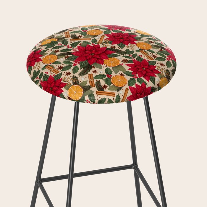 Poinsettia Flowers and Spices Stool Gallery Image 2