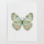 Exquisite Light Green Watercolour Butterfly Poster Gallery Image 4