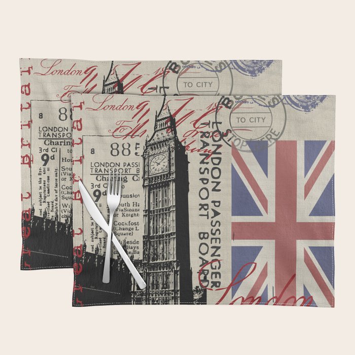 London Great Britain Big Ben Flag Collage Placemat Gallery Image 1