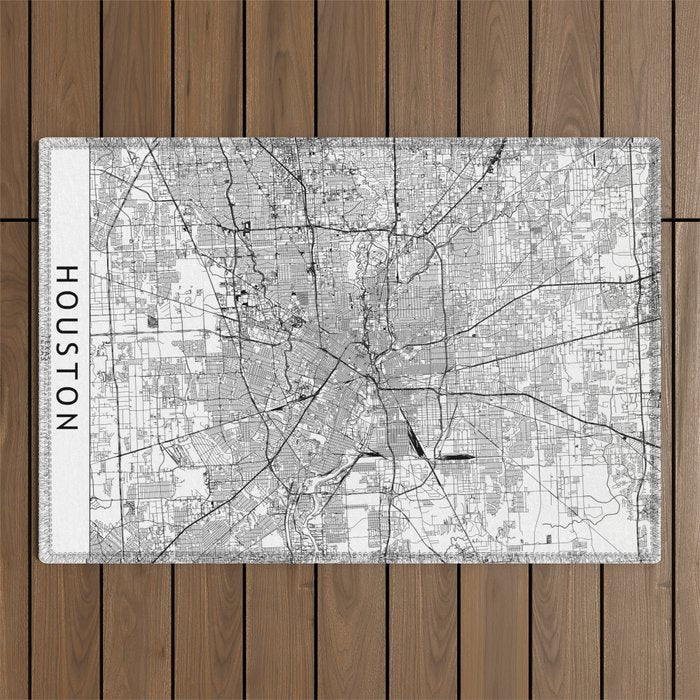 Houston White Map Outdoor Rug Gallery Image 1