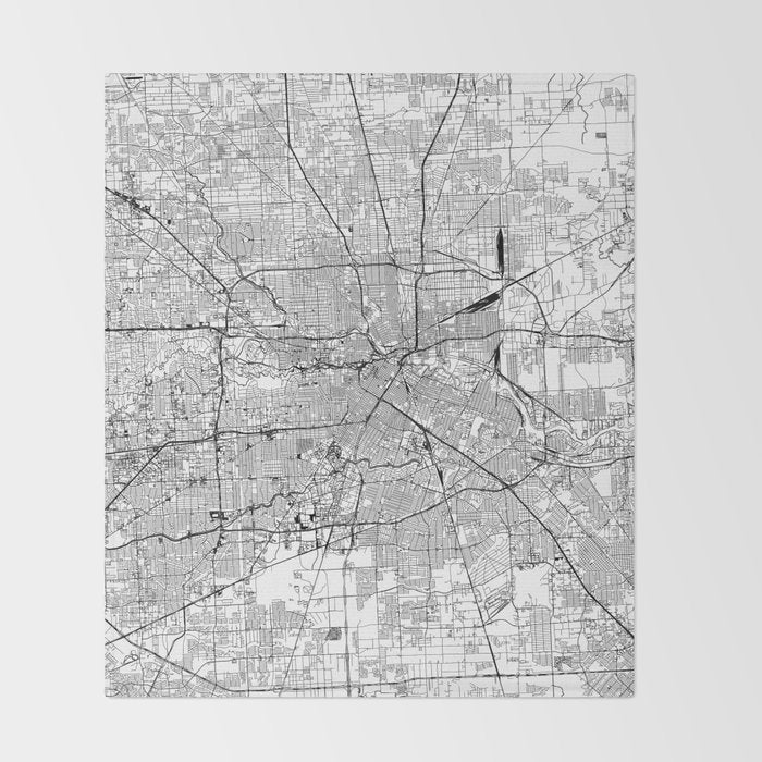 Houston White Map Throw Blanket Gallery Image 2