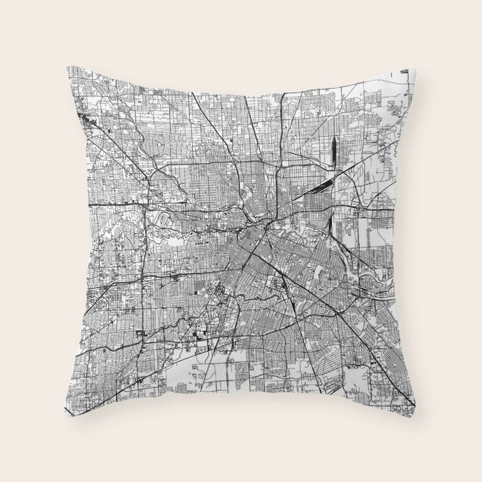 Houston White Map Throw Pillow Gallery Image 6