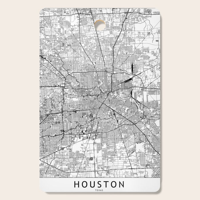 Houston White Map Cutting Board Gallery Image 1