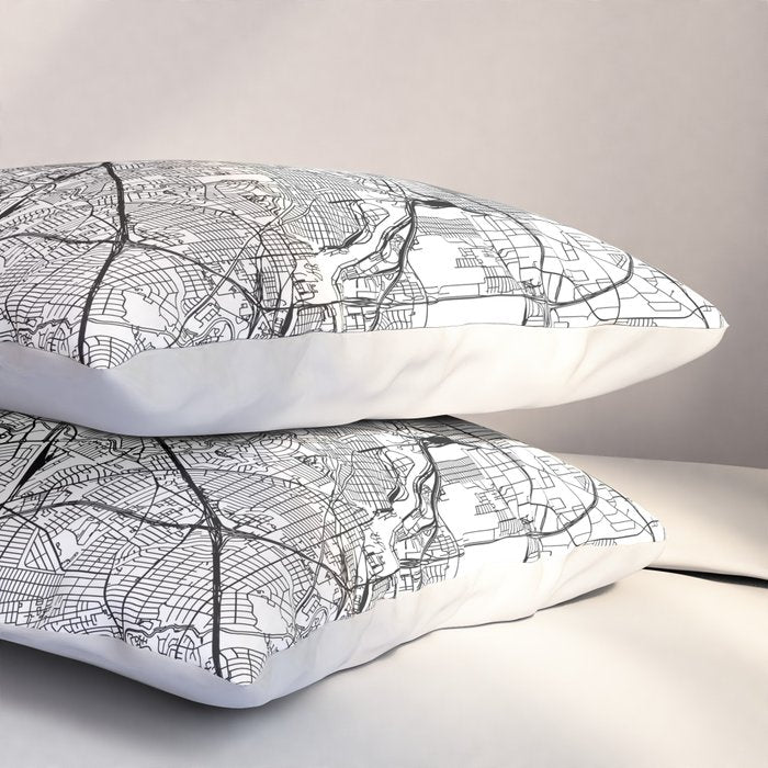 Houston White Map Pillow Sham Gallery Image 3