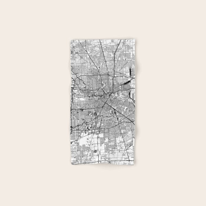 Houston White Map Bath Towel Gallery Image 1