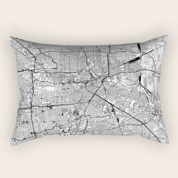 Houston White Map Rectangular Pillow Gallery Image 2