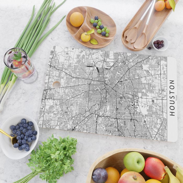 Houston White Map Cutting Board Gallery Image 2