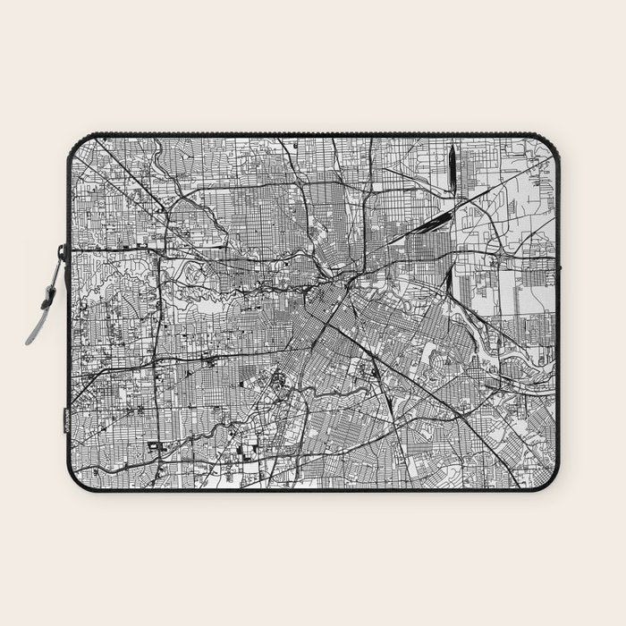 Houston White Map Laptop Sleeve Gallery Image 1