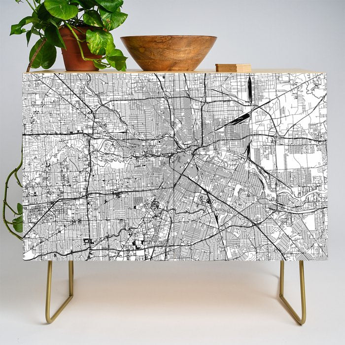 Houston White Map Credenza Gallery Image 1