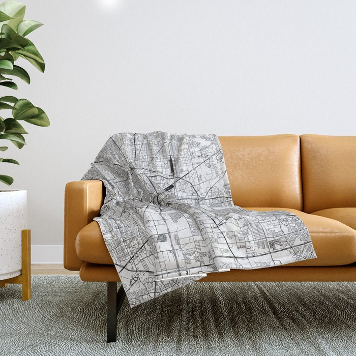 Houston White Map Throw Blanket Gallery Image 1