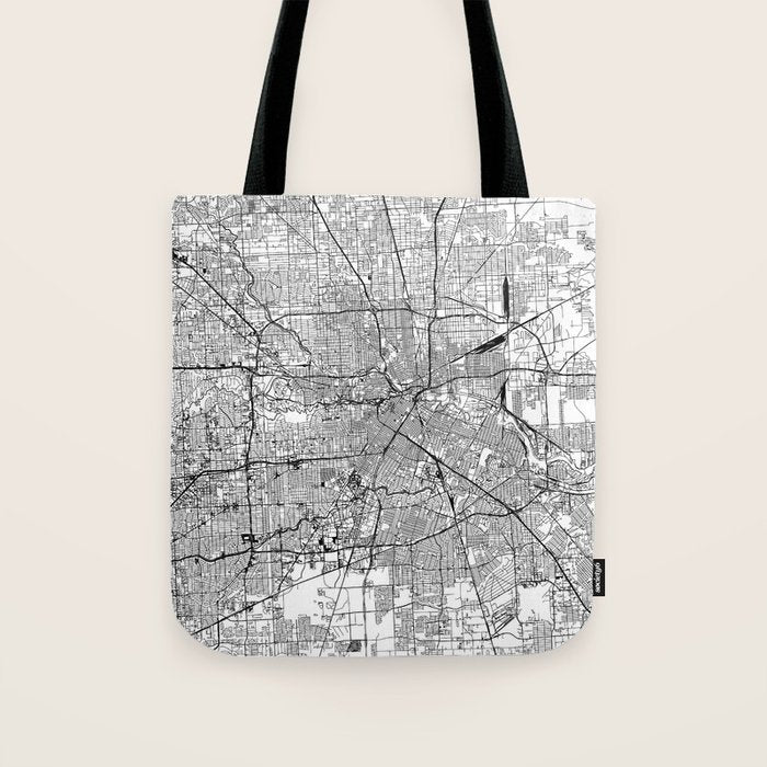 Houston White Map Tote Bag Gallery Image 1