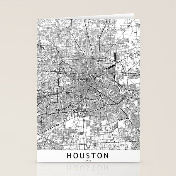Houston White Map Stationery Card Gallery Image 1