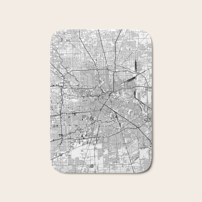 Houston White Map Bath Mat Gallery Image 1